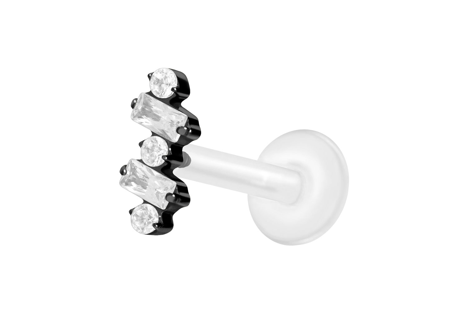 PTFE Labret Piercing mit Innengewinde + Titan-Aufsatz EINGEFASSTE KRISTALLE